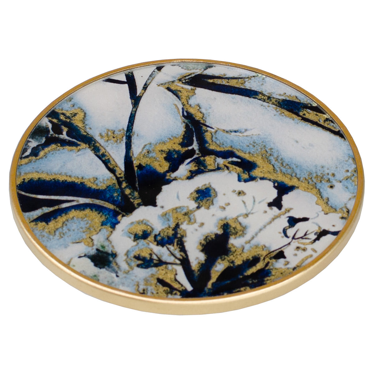 White Flower Circle Coasters Set of 4
