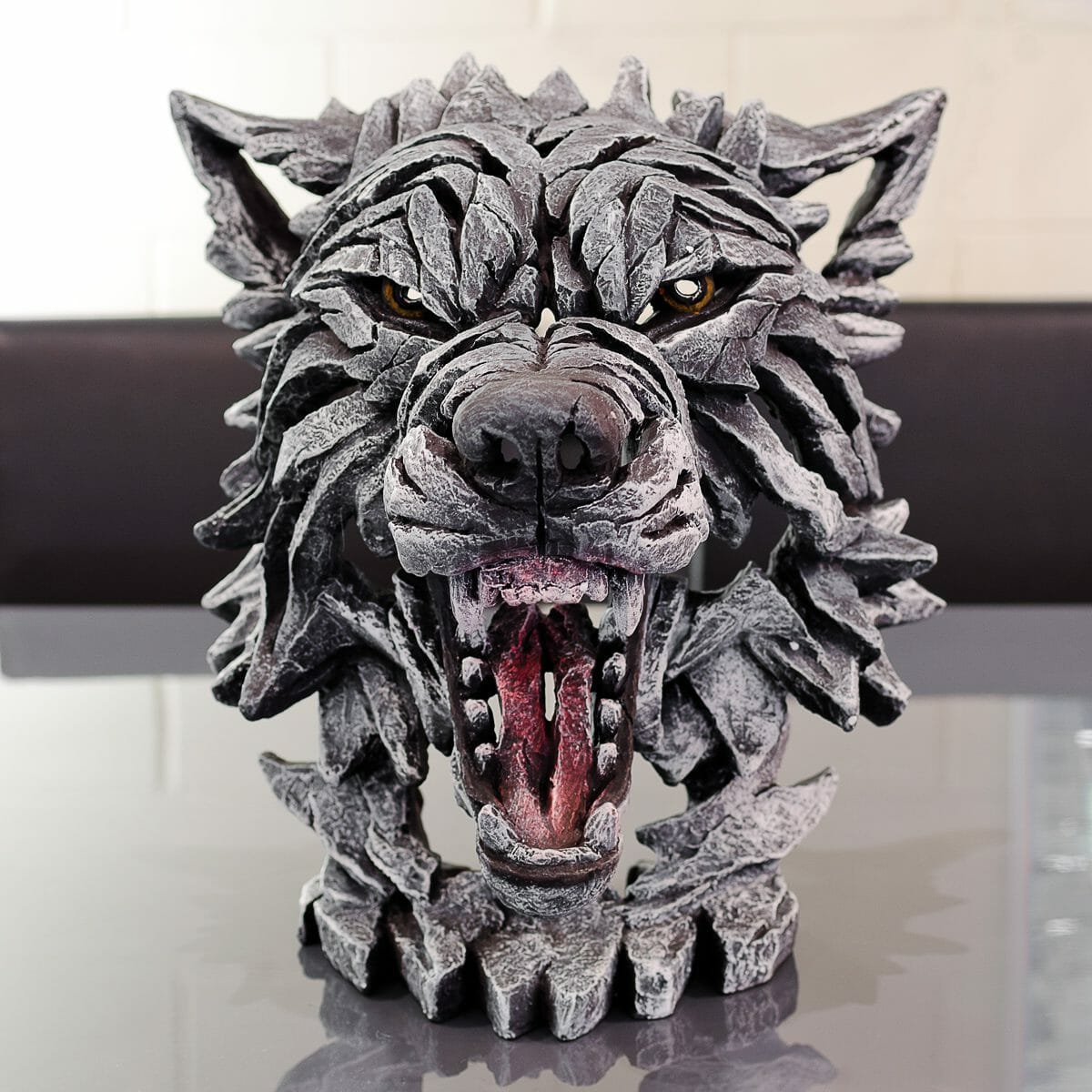 Wolf Bust Edge Sculpture