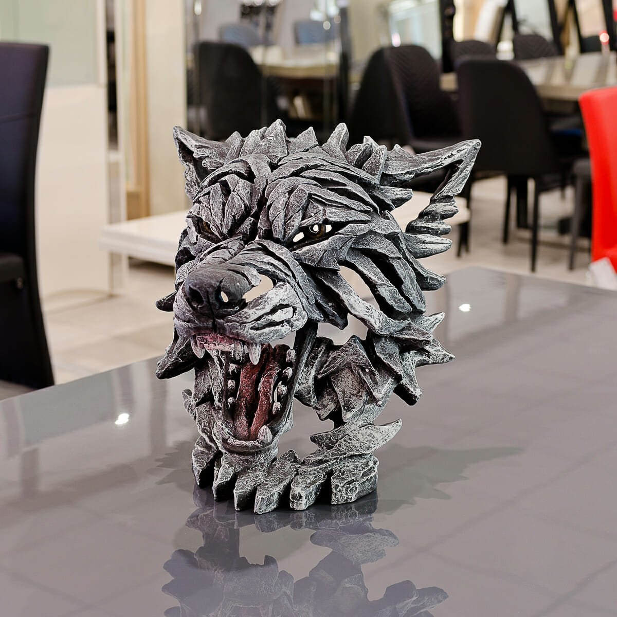 Wolf Bust Edge Sculpture