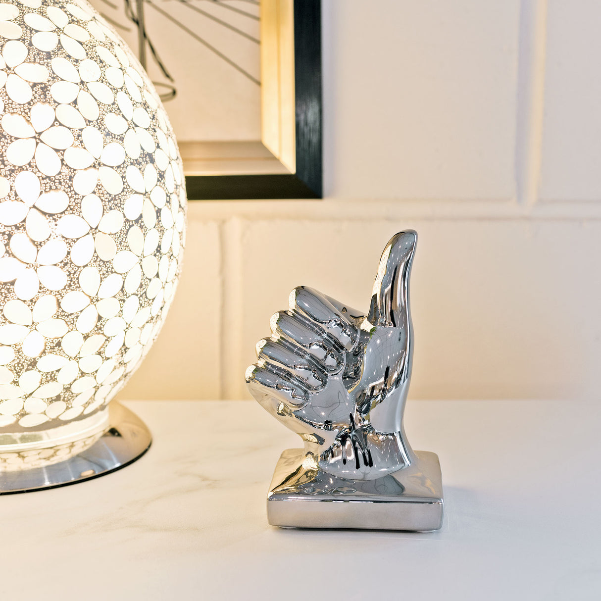 Silver Ceramic Hand - Thumbs Up Sign