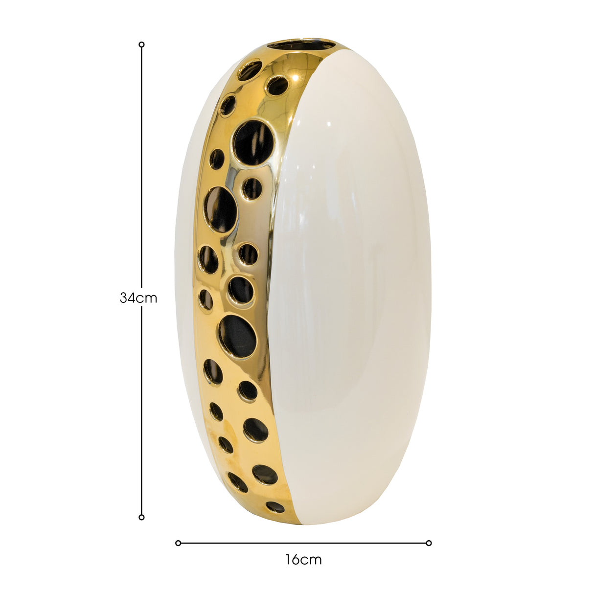 Ceramic Gold and Cream Flower Vase