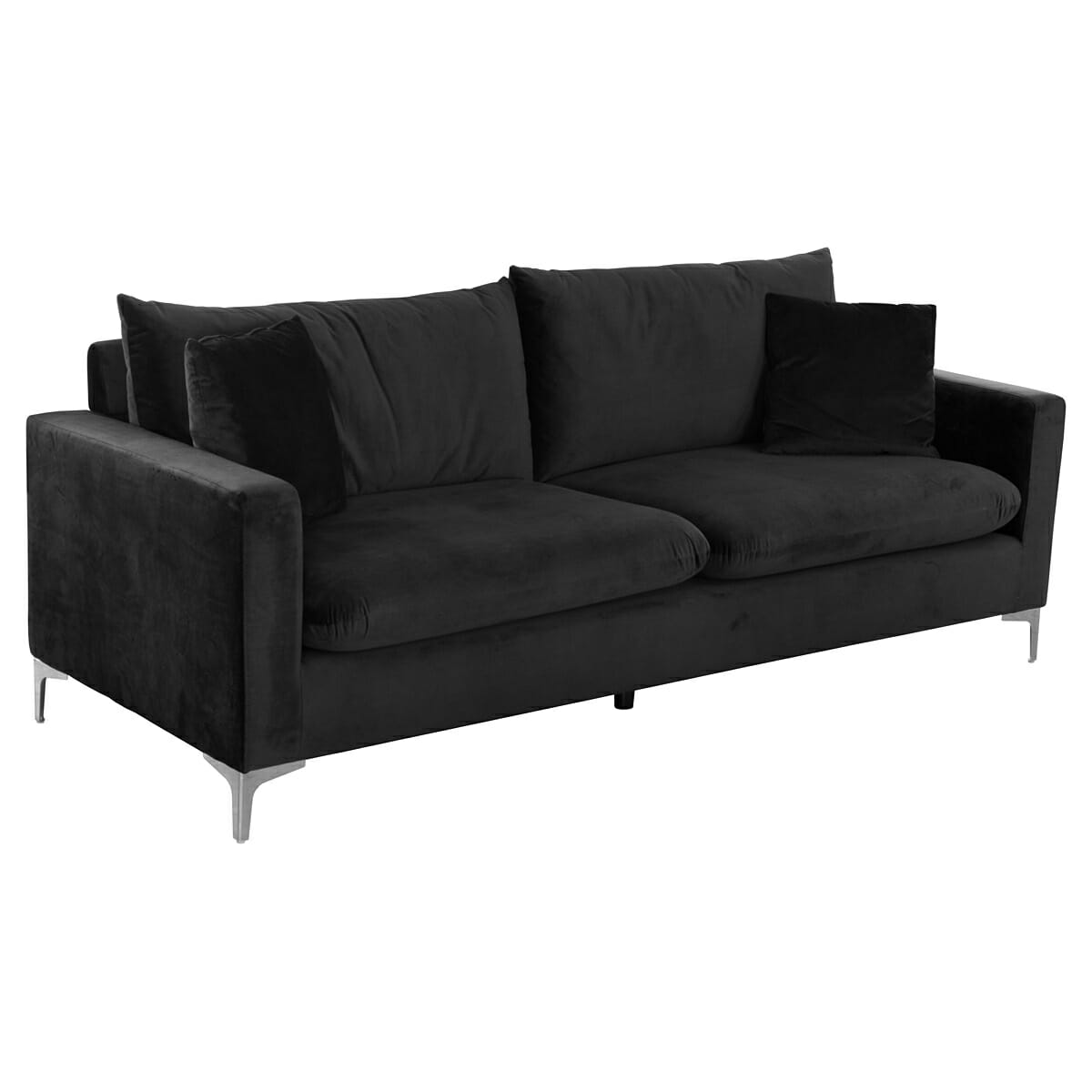Black Fabric Three Seater Sofa