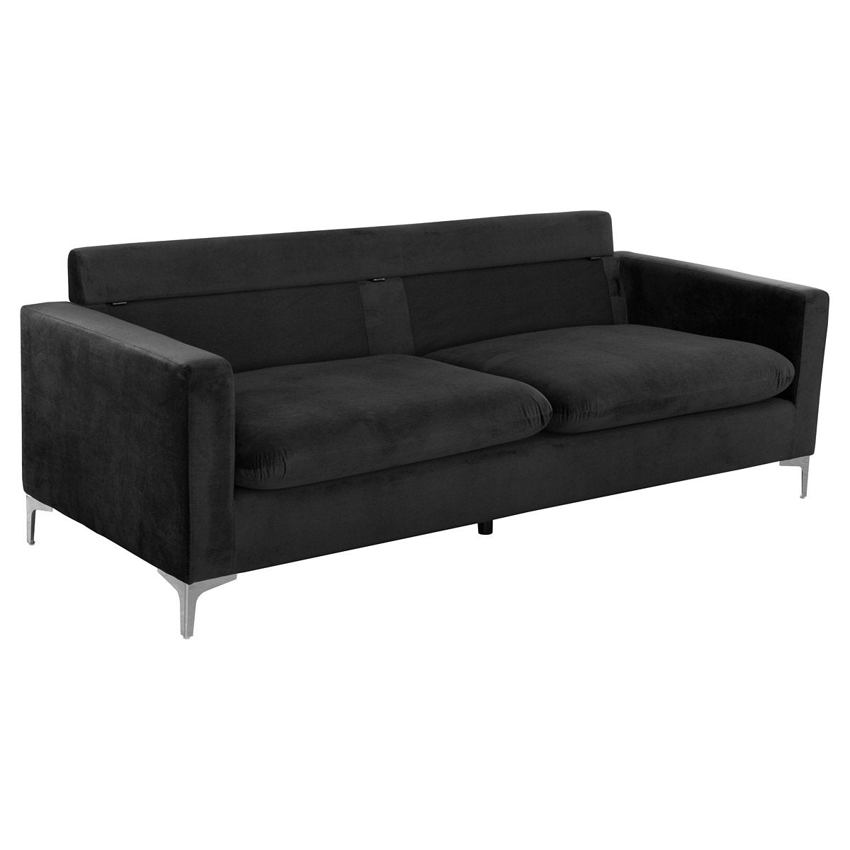 Black Fabric Three Seater Sofa