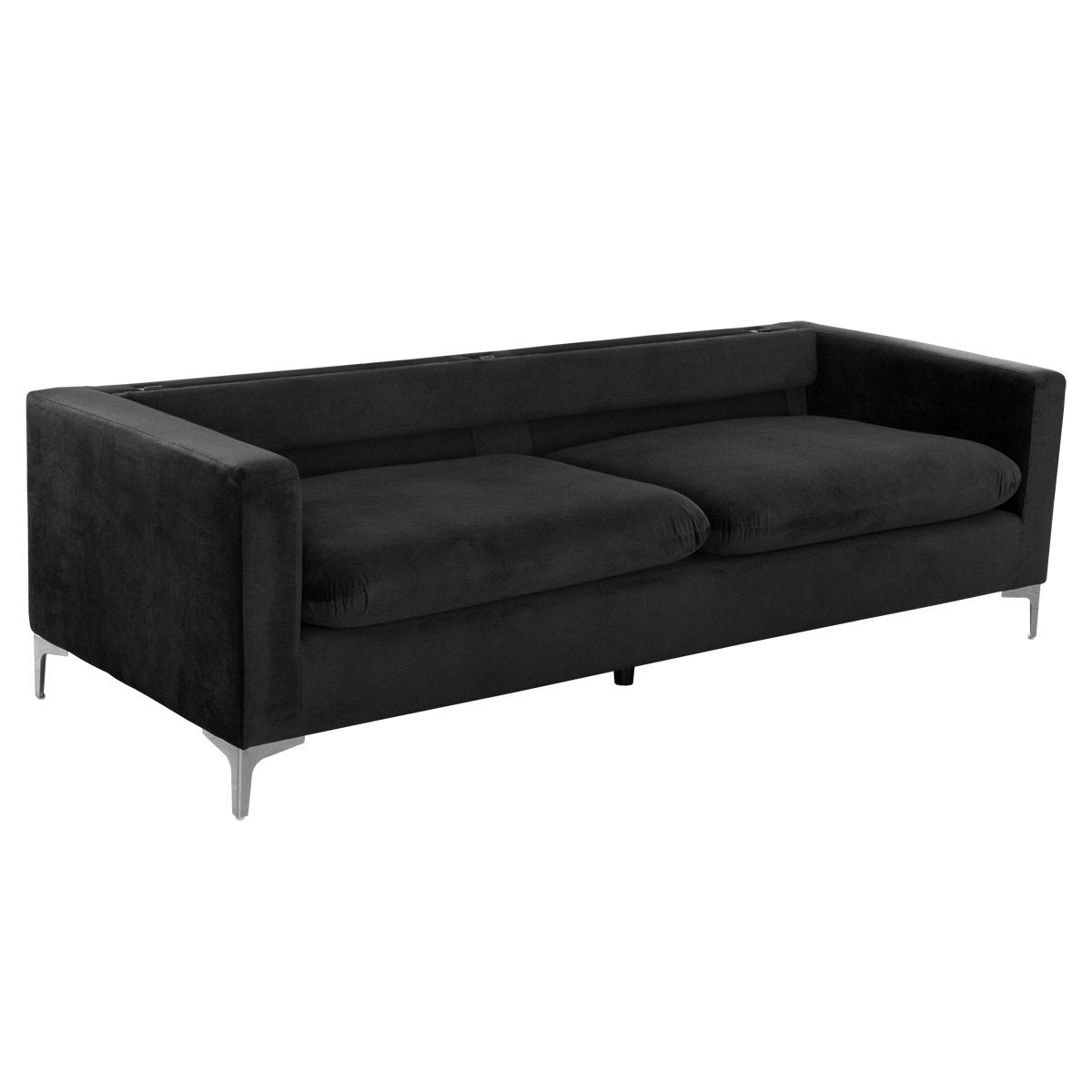 Black Fabric Three Seater Sofa