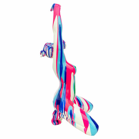 Pink and Blue Yoga Lady Sculpture - Right Side