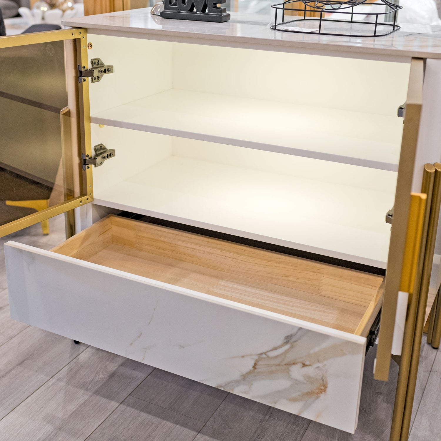 Carrington White and Gold Small Cabinet