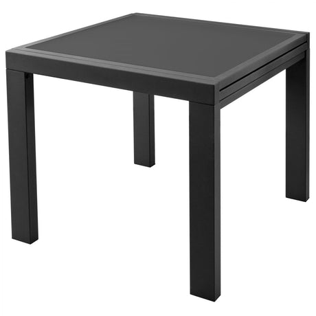 Frosted Black Glass Extending Dining Table - before extension