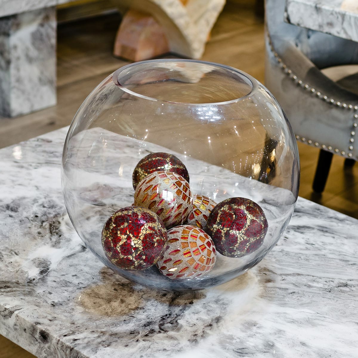 Large Round Glass Display Bowl