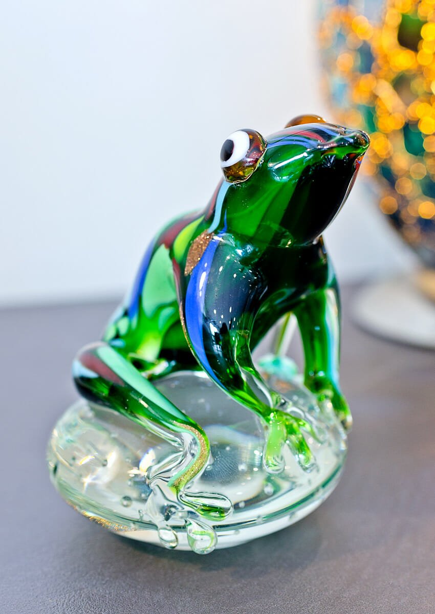 Glass Green Jungle Frog Ornament