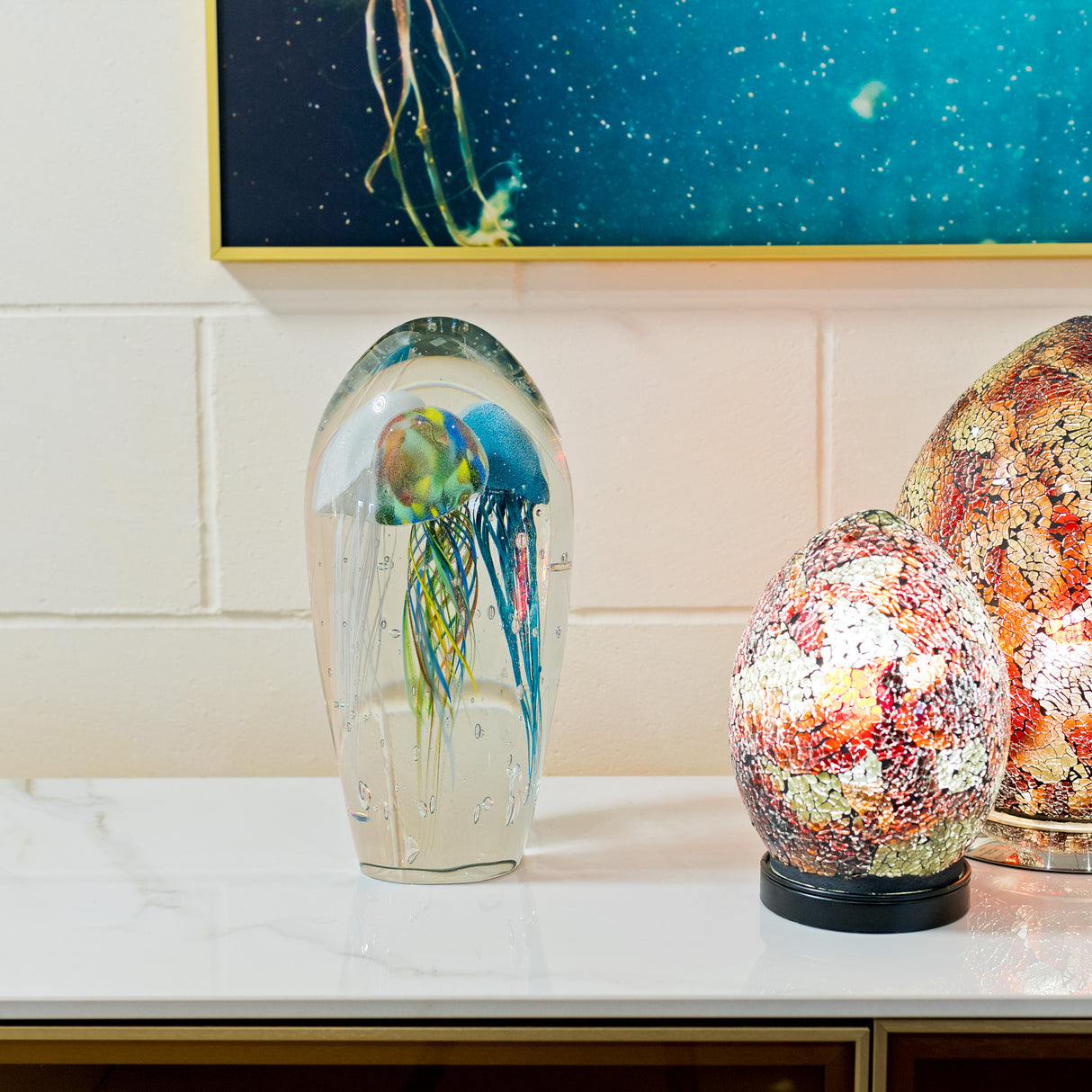 Glass Tall Jellyfish Ornament