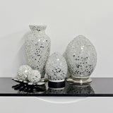 White Flower Medium Mosaic Glass Vase Lamp