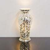 Mirrored Flower Medium Mosaic Glass Vase Lamp