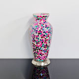 Pink Flower Medium Mosaic Glass Vase Lamp