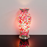 Pink Flower Medium Mosaic Glass Vase Lamp