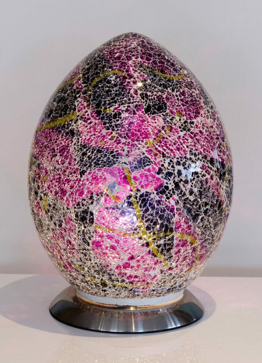 Purple and Black Mosaic Egg Lamp
