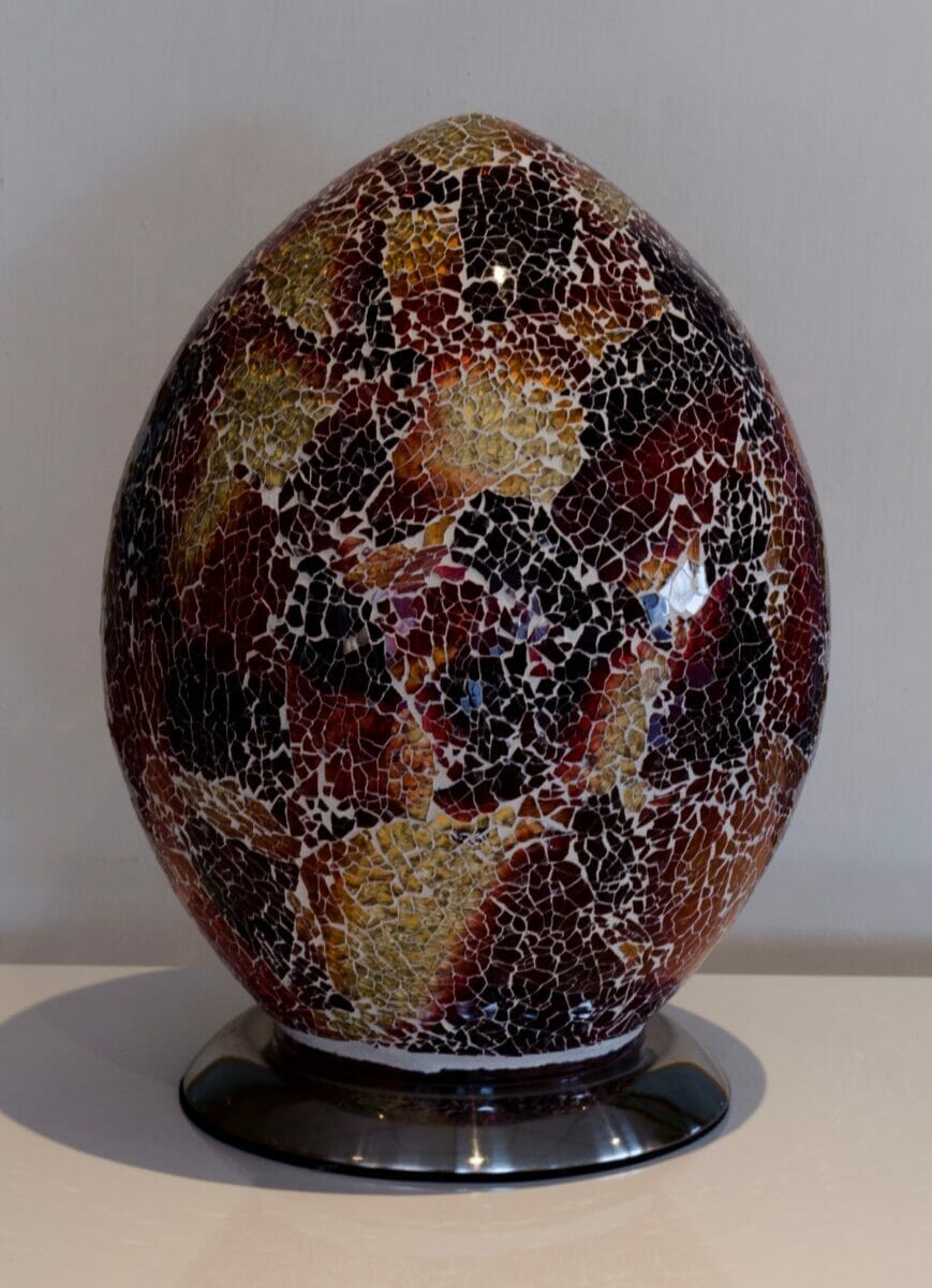 Orange and Red Mosaic Egg Lamp