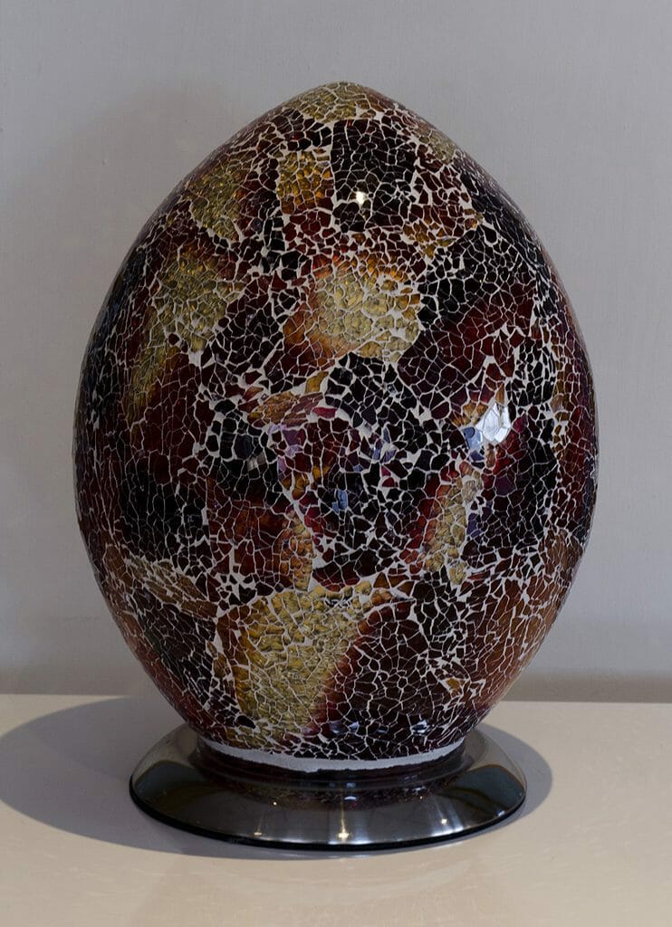 Orange and Red Mosaic Egg Lamp