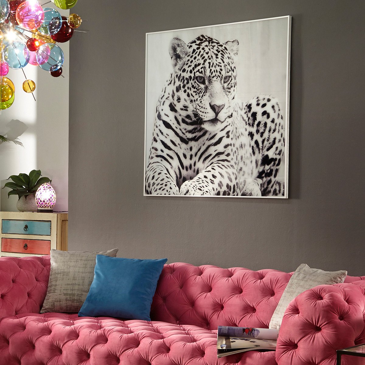 Black and White Cheetah Glass Wall Art