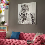Black and White Cheetah Glass Wall Art