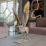 Metal Owl in Flight Sculpture