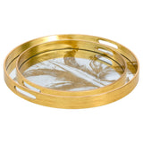 Gold Leaf Mirrored Serving Trays Set of 2
