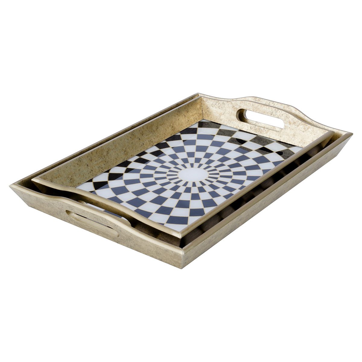 Checkers Rectangular Antique Small Serving Tray