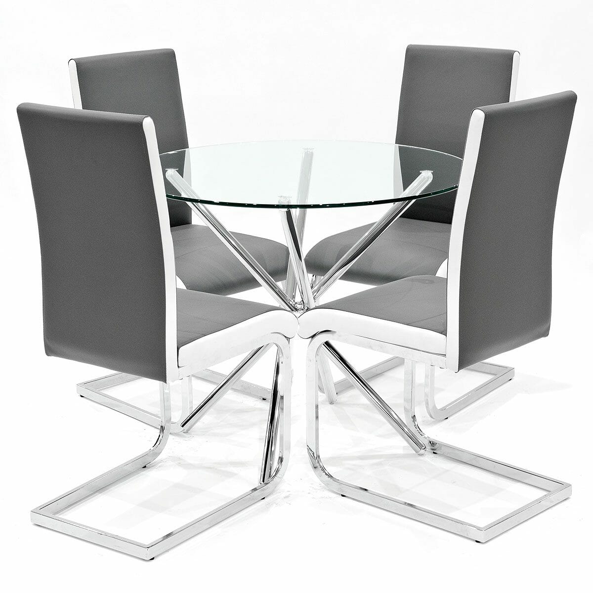 Criss Cross Dining Table and Brescia Grey Dining Chair Set