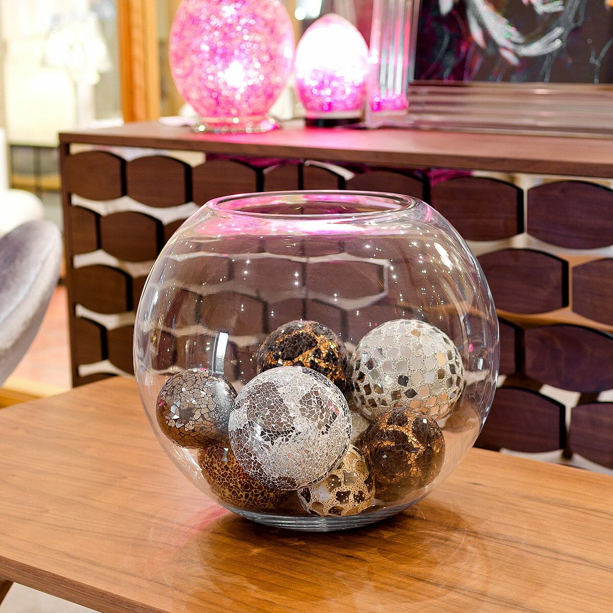 Large Round Glass Display Bowl