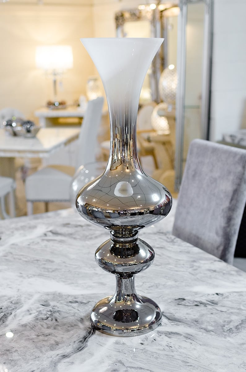 White and Silver Glass Vase