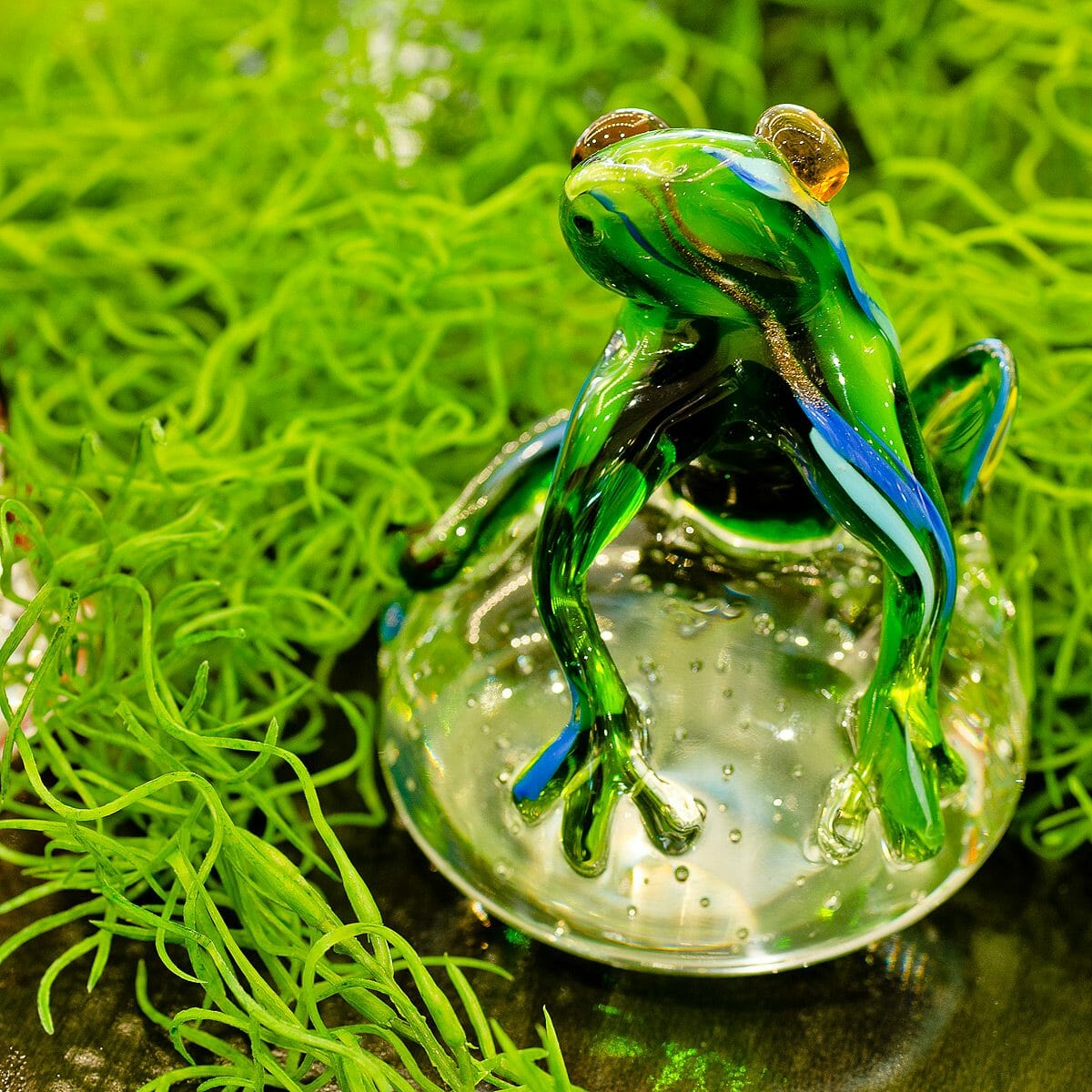 Glass Green Jungle Frog Ornament