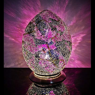 Purple and Black Mosaic Egg Lamp