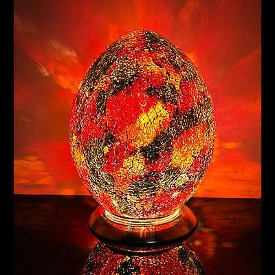 Orange and Red Mosaic Egg Lamp