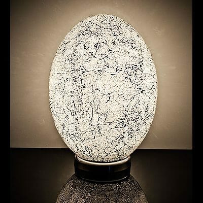 Giant White Mosaic Egg Lamp