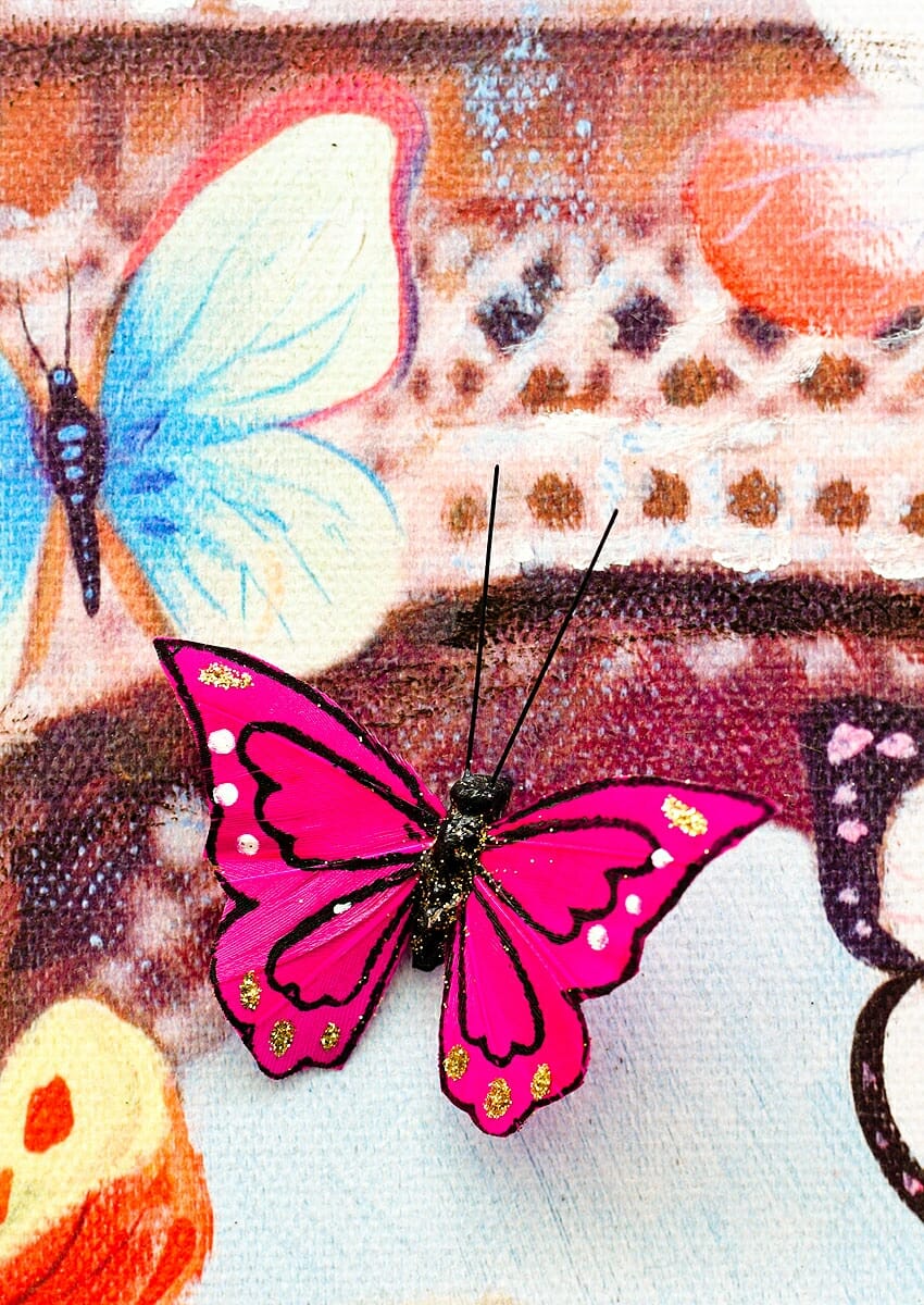 Eiffel Tower and Butterfly 3D Canvas Wall Art