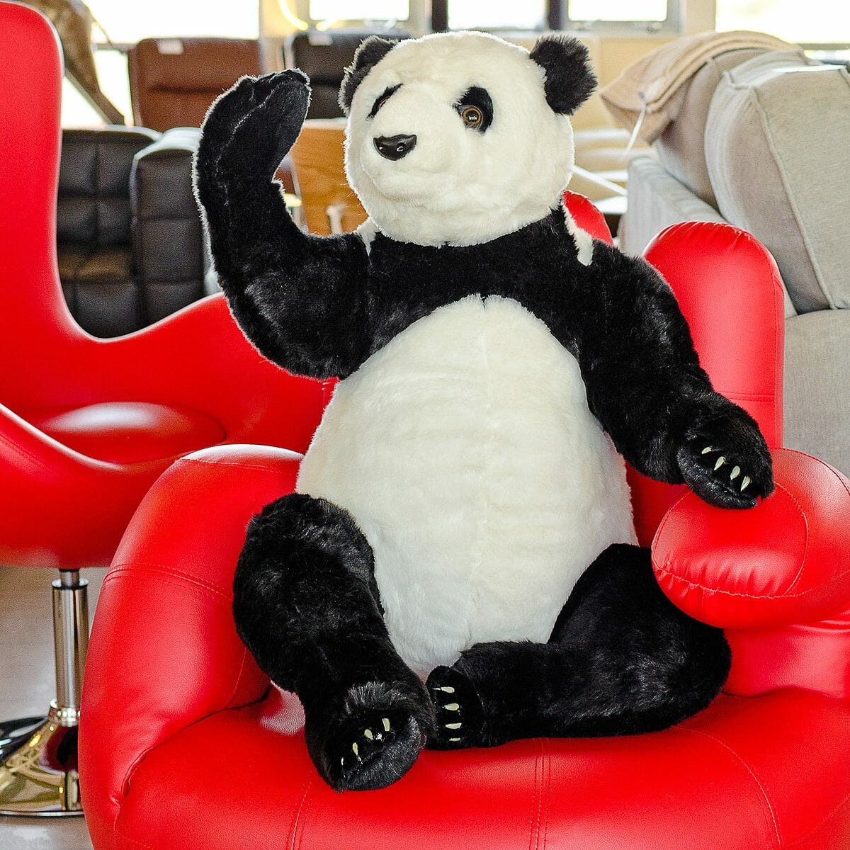 Large Waving Panda Cuddly Toy