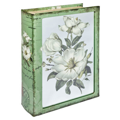 White Flowers Mirrored Book Box