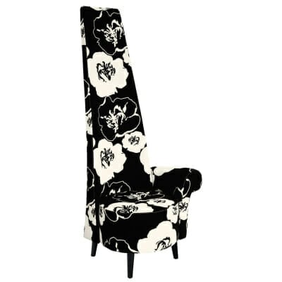 Black and White Floral Potenza Chair Left Handed