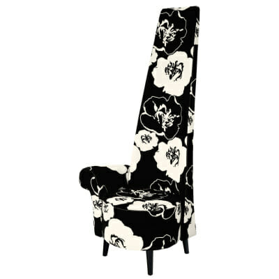 Black and White Floral Potenza Chair Right Handed