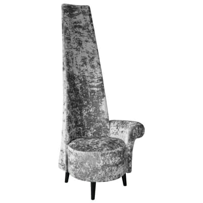 Silver Crushed Velvet Potenza Chair Left Handed