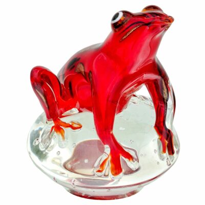 Red Glass Frog Paperweight