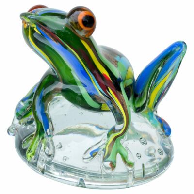 Glass Green Jungle Frog Ornament
