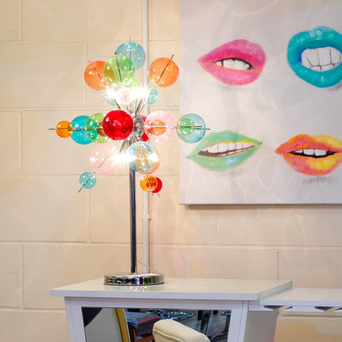 Multicolour Molecular Ball Table Light in our Showroom
