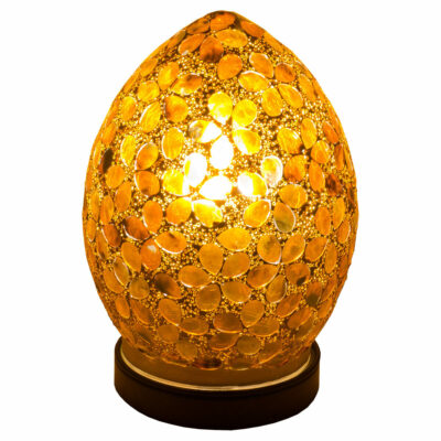 Small Mosaic Egg Lamp Bronze Flower Design
