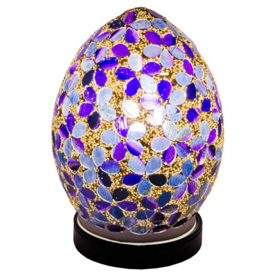 Purple Flower Small Mosaic Glass Egg Lamp