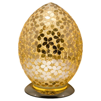 Gold Flower Medium Mosaic Glass Egg Lamp