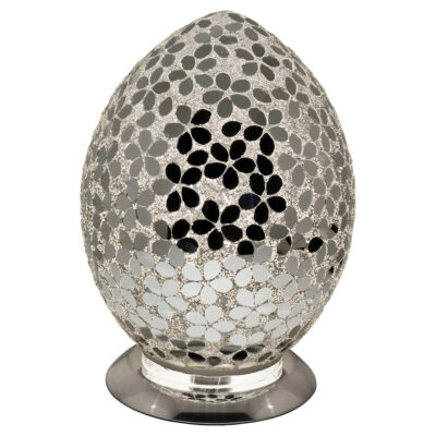 Mirrored Flower Medium Mosaic Glass Egg Lamp