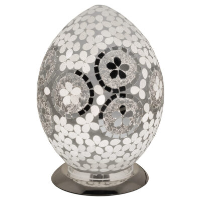 Art Deco Mirrored Flower Medium Mosaic Glass Egg Lamp