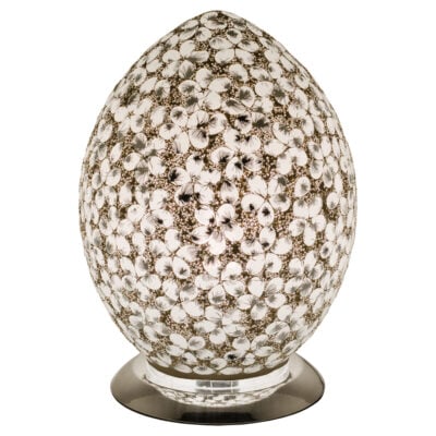 White Flower Medium Mosaic Glass Egg Lamp