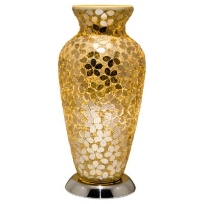 Gold Flower Mosaic Glass Vase Lamp