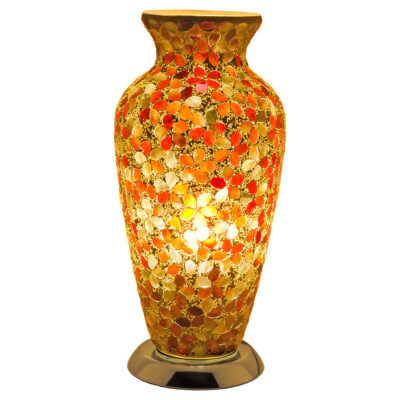 Amber Flower Mosaic Glass Vase Lamp